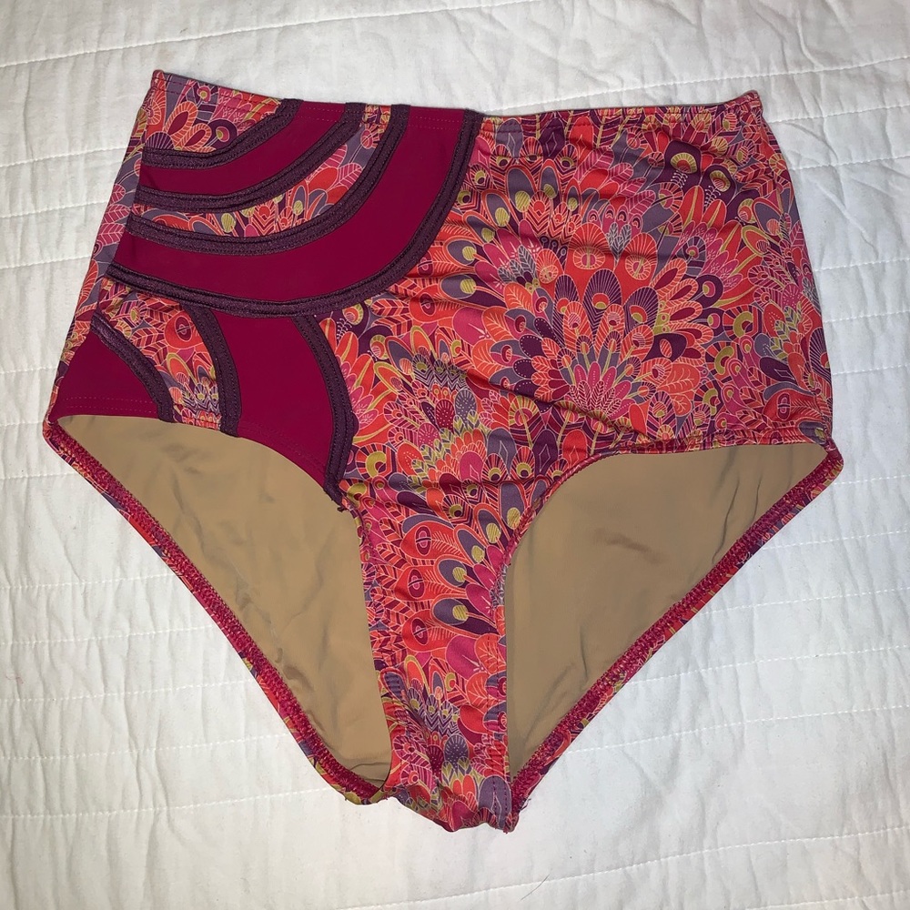 High Waisted Paisley Swim Bottom